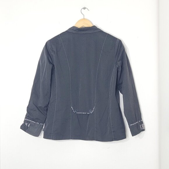 Conviction Black Grey Cotton Blend Lightweight Full Zip Up Casual Jacket Medium - Picture 5 of 16